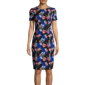 Black Halo Jodee Floral Sheath Dress 4 Midnight Black Blue Pink Office Work NWT